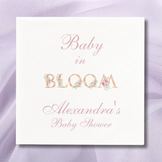 Rosa Blommigt Baby i Bloom Baby Shower Pappersservett