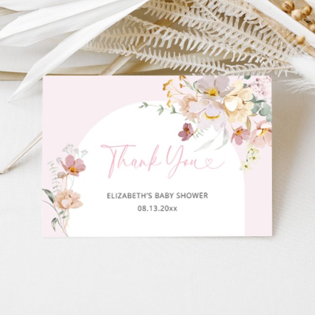  Rosa Blommigt Baby i Bloom Baby Shower Tack Kort (Skapare uppladdad)