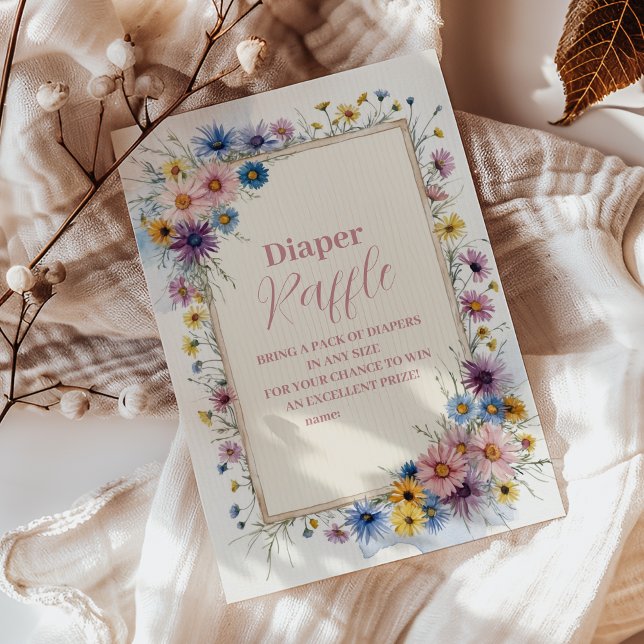  Rosa Blommigt Baby i Bloom Diapper Raffle Tilläggskort (Skapare uppladdad)