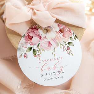 Rosa Blommigt Baby i Bloom Girl Baby Shower Gåvor Etiketter