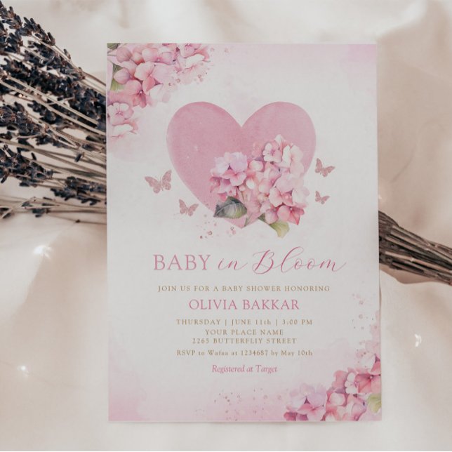  Rosa Blommigt Baby i Bloom Girl Baby Shower Inbjudningar (Skapare uppladdad)