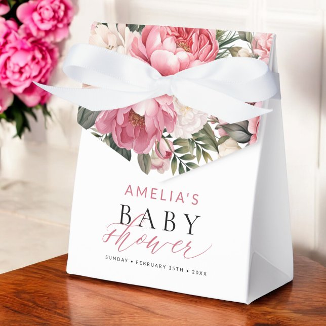 Rosa Blommigt Baby i Bloom Girl Baby Shower Presentaskar (Skapare uppladdad)