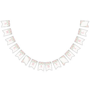 Rosa Blommigt Baby i Bloom Hydrangea Baby Shower Vimplar