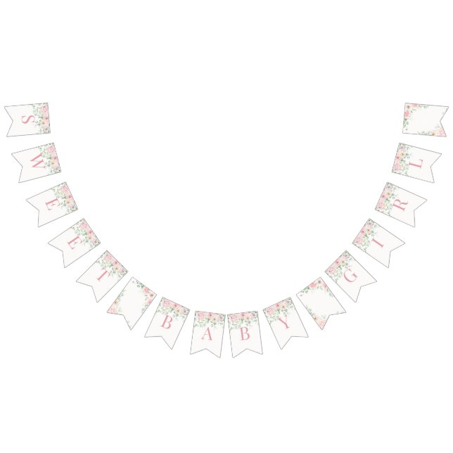 Rosa Blommigt Baby i Bloom Hydrangea Baby Shower Vimplar (Alla)