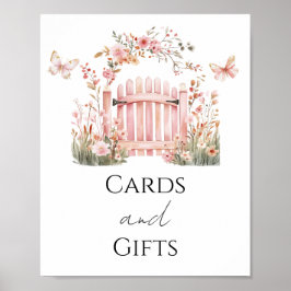Rosa Blommigt Baby i Bloom Shower Card and Gifts Poster