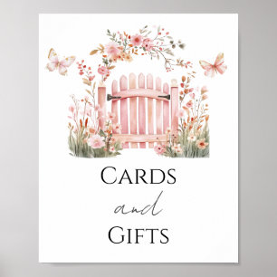 Rosa Blommigt Baby i Bloom Shower Card and Gifts Poster