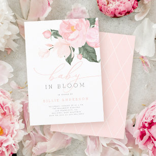  Rosa Blommigt Baby i Bloom Shower Girl Inbjudningar