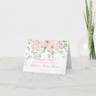 Rosa Blommigt Baby i Bloom Shower - tackkort