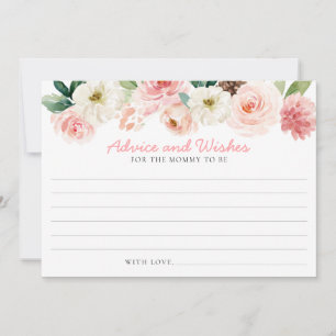 Rosa Blommigt Baby Shower Adress och Önskemål Card Inbjudningar