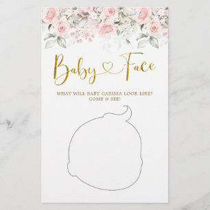 Rosa Blommigt Baby Shower Baby Ansikte Game