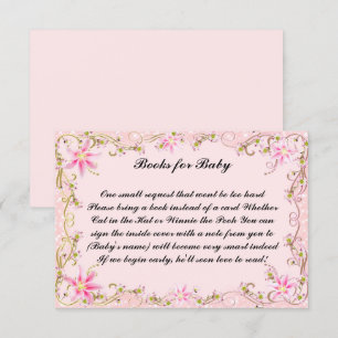 Rosa Blommigt Baby Shower Bokar för Baby Card Inbjudningar