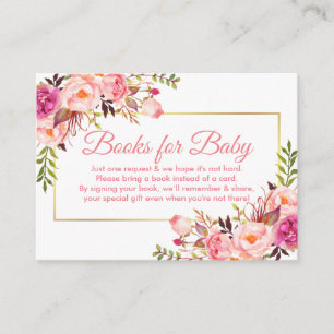 Rosa Blommigt Baby Shower Bokar för Baby Card Tilläggskort