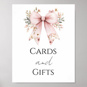 Rosa Blommigt Baby Shower Card and Gifts Party Sig Poster
