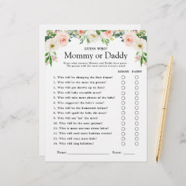 Rosa Blommigt Baby Shower Game Game Gissa vem