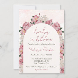 Rosa Blommigt Baby Shower Girl Baby i Bloom Inbjudningar