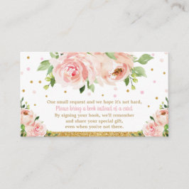 Rosa  Blommigt Baby Shower Girl Hämta Bok Tilläggskort