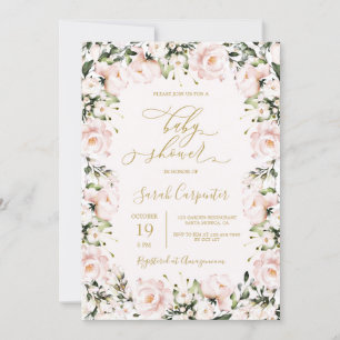  Rosa Blommigt Baby Shower Girl Inbjudningar