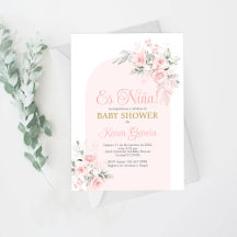 Rosa Blommigt Baby Shower Girl Spain-inbjudan