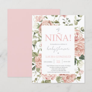 Rosa Blommigt Baby Shower Girl Spain Inbjudningar