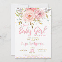Rosa  Blommigt Baby Shower-inbjudan Flickor Inbjudningar