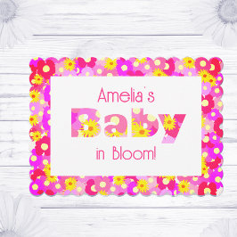 Rosa Blommigt Baby Shower Inbjudningar