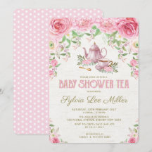 Rosa Blommigt Baby Shower Kitchen Tea Party Inbjud