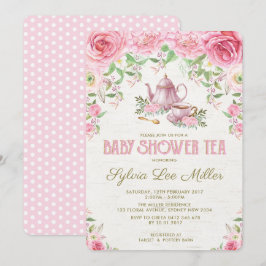 Rosa Blommigt Baby Shower Kitchen Tea Party Inbjud Inbjudningar
