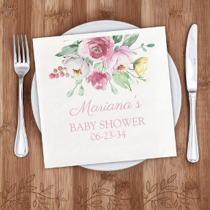 Rosa Blommigt Baby Shower Pappersservett