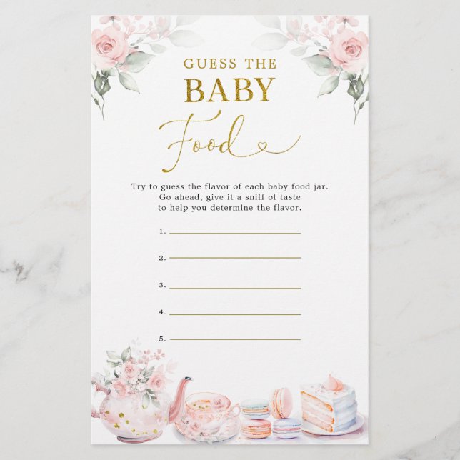 Rosa Blommigt Baby Shower Party gissar Baby mat (Framsida)