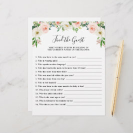 Rosa Blommigt Baby Shower-spel Hitta gästen