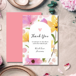 Rosa Blommigt Baby Shower Tack Kort