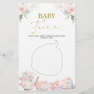 Rosa Blommigt Baby Shower Tea Party Baby Ansikte