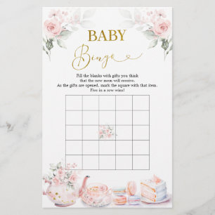 Rosa Blommigt Baby Shower Tea Party Baby Bingo Gam