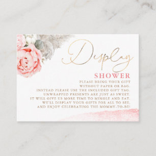 Rosa Blommigt Baby Shower - Visning Shower Tilläggskort