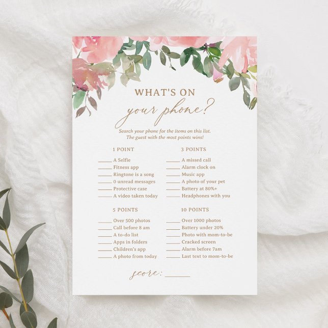 Rosa Blommigt Baby Shower What's on Your Mobil Gam Inbjudningar (Skapare uppladdad)