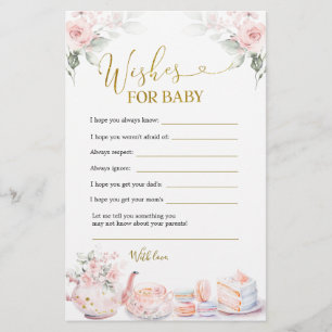 Rosa Blommigt Baby Tea Party Önskemål för Baby