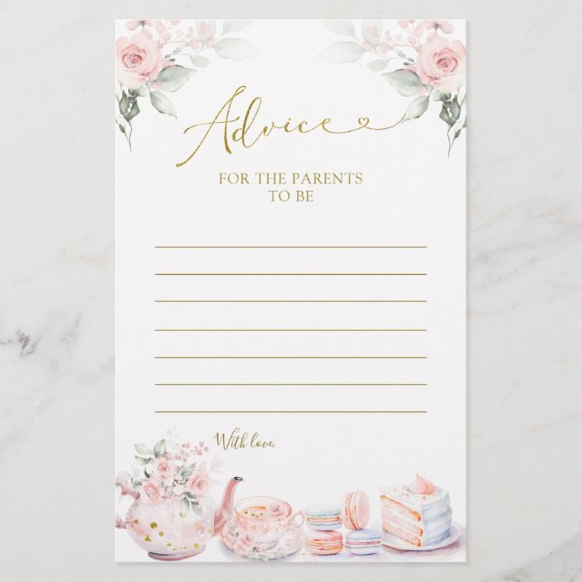 Rosa Blommigt Baby Tea Party råd till föräldrar (Framsida)