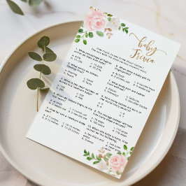  rosa blommigt baby trivia babyduschspel för barn