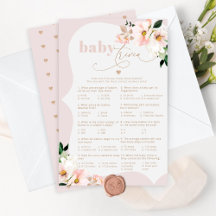  rosa blommigt baby trivia-spel