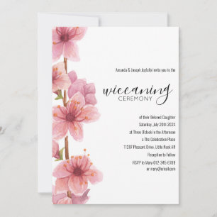 Rosa Blommigt Baby Wiccaning Ceremony Inbjudningar