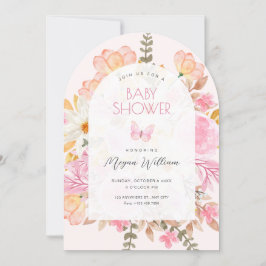 Rosa blommigt babydusch inbjudningar