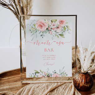 Rosa Blommigt babydusch Mamma-osa pub-tecken Poster