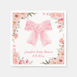 rosa blommigt   babydusch pappersservett