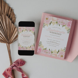 Rosa Blommigt Bachelorette Helg Itinerary Inbjudningar