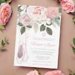 Rosa Blommigt Ballet Bat mitzvah Inbjudningar<br><div class="desc">Den här Bat mitzvah inbjudan till elegantens balett kommer säkert att imponera! Vackra blommor och balettskor från rosa ros dekorerar detta unika inbjudan. Anpassa enkelt för din speciella dag!</div>