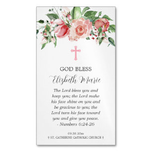 Rosa Blommigt Baptism för Girls Magnet Party favor