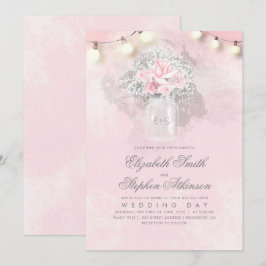 Rosa Blommigt Barnets andningsbesvär Burk Rustic B Inbjudningar