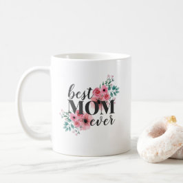 Rosa Blommigt Bästa Mamma någonsin Personlig Kaffemugg