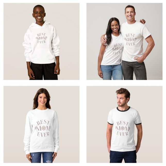 Rosa Blommigt Bästa Mamma någonsin T Shirt (Pink Floral Best Mom Ever clothes)