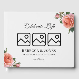 Rosa Blommigt begravningsgäst Bok